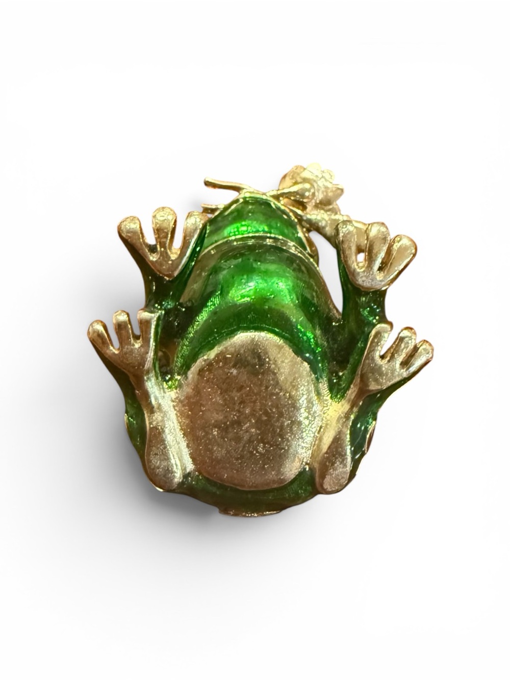 Vintage Frog Trinket Box Green Enamel  Frog Figurine - Picture 5 of 6
